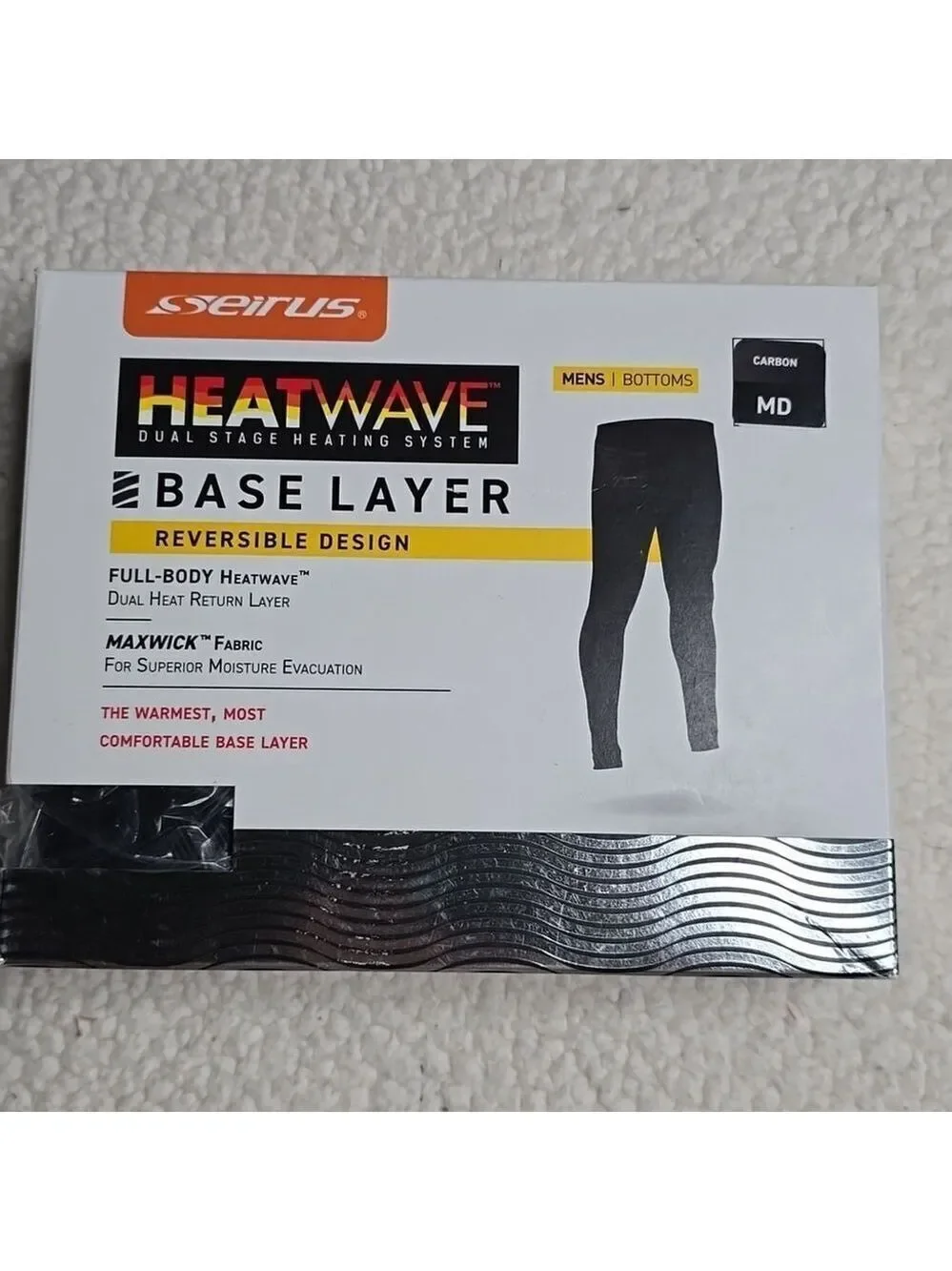 1337 NWT Men's Heatwave Winter Weight Base Layer Bottom Carbon Sz Med